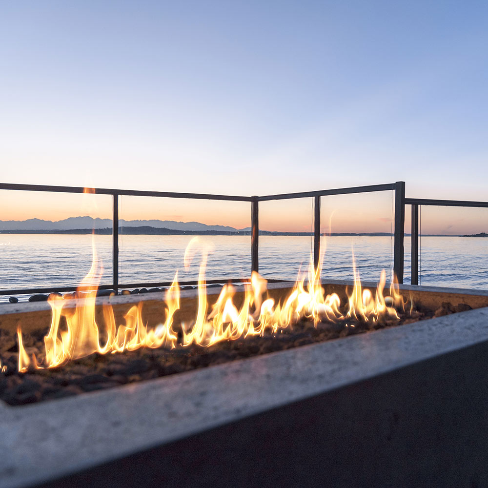 Prism Hardscapes Tavola 6 Concrete Gas Fire Pit, 90x38-Inch