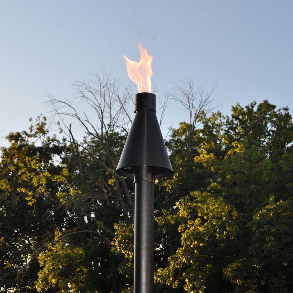 HPC Fire Black Aluminum Match Light Torch Head with 8-Foot Post