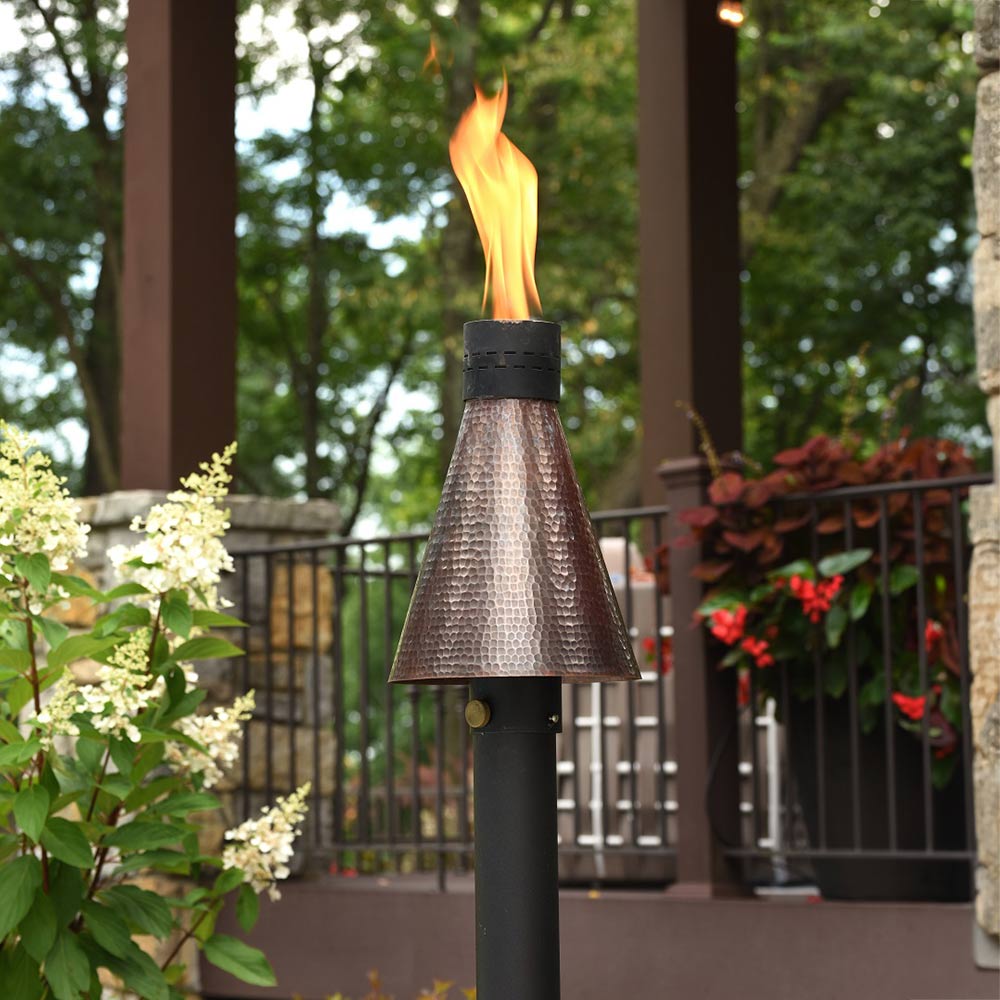 HPC Fire Hammered Copper Match Light Torch Head with 8-Foot Post