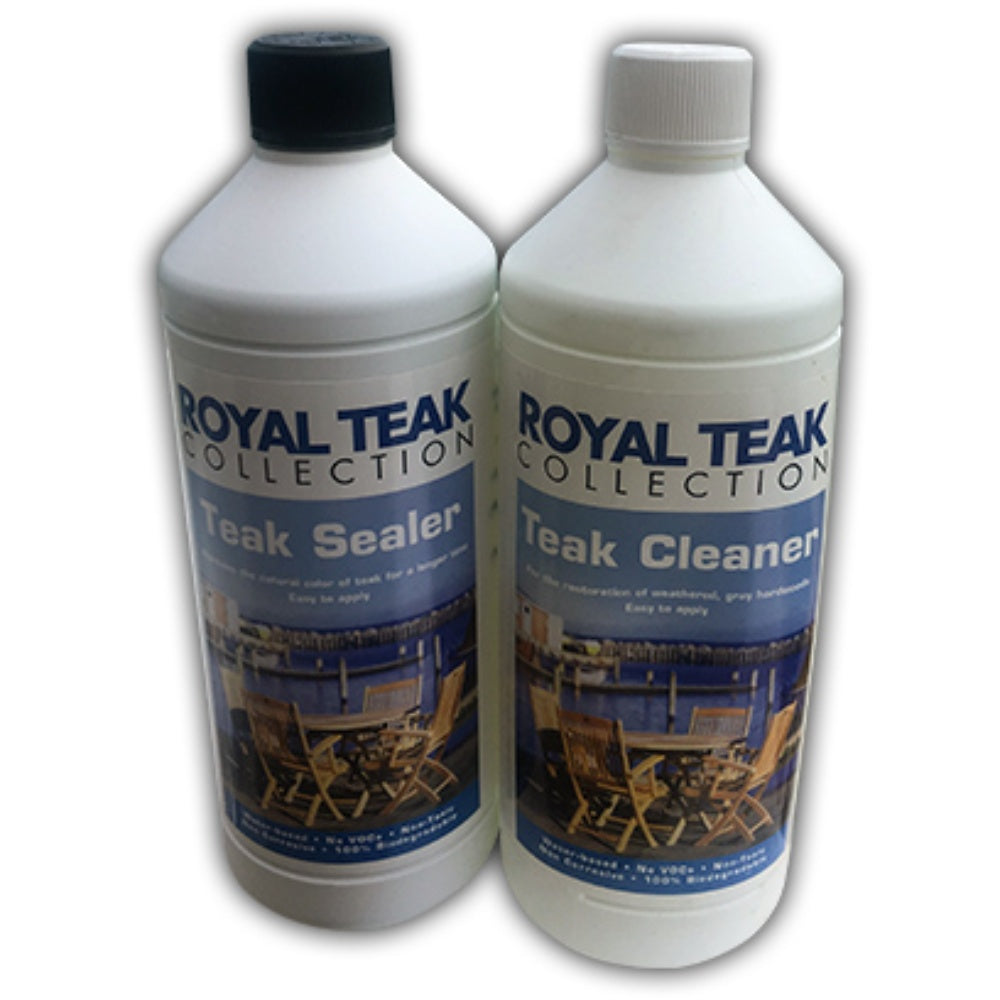 Teak cleaner and sealer bottles bundle, Royal Teak Collection labels, 2-pack