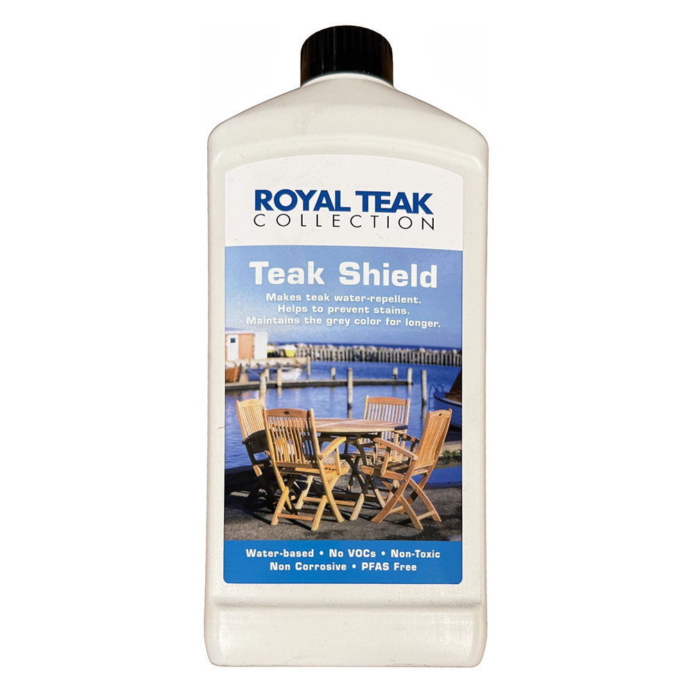 Teak Shield protective solution bottle, water-based formula for teak protection