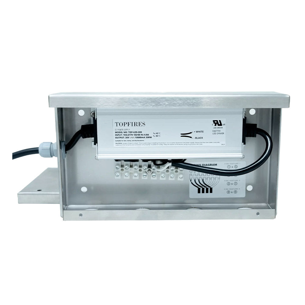 30V DC transformer in metal enclosure with terminal block and wiring access