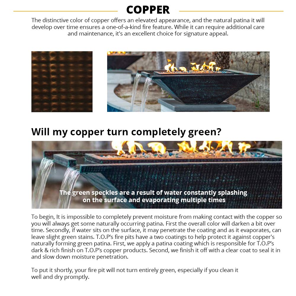 TOP Fires by The Outdoor Plus Mesa 60x24-Inch Linear Copper Gas Fire Pit