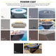 Powder-coated linear gas fire pit finish swatches with small flame preview
