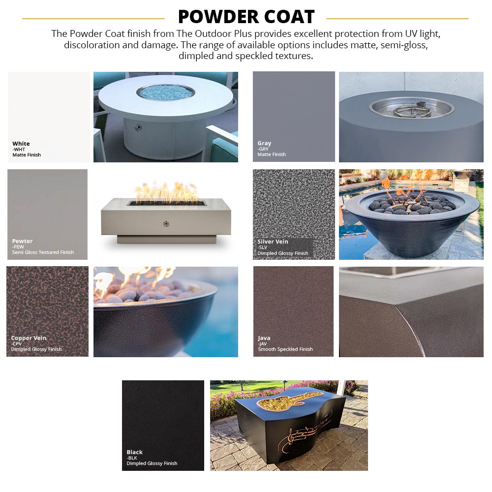 TOP Fires by The Outdoor Plus Fremont 24-Inch Tall Linear Powder Coated Steel Gas Fire Pit
