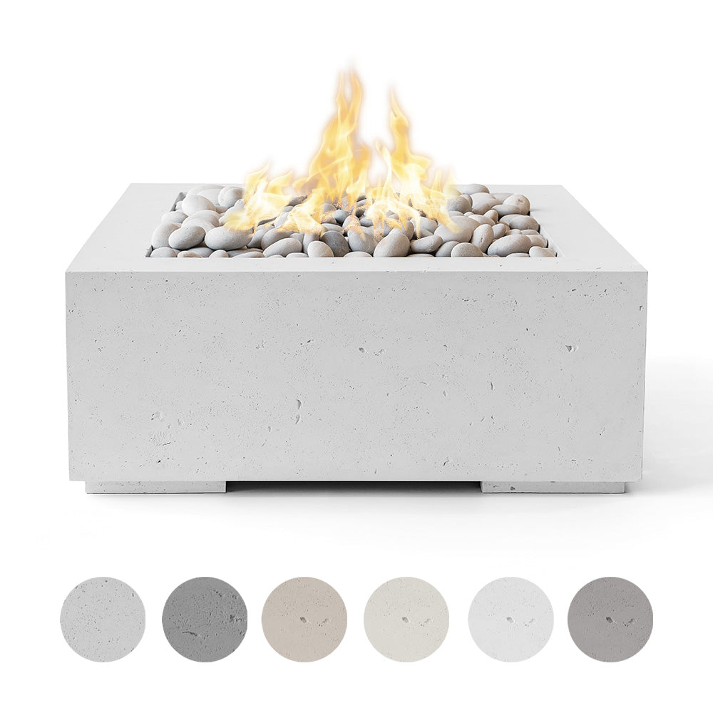 HPC Fire Dekko Alea Square Lightweight Concrete Gas Fire Pit, 32-Inch