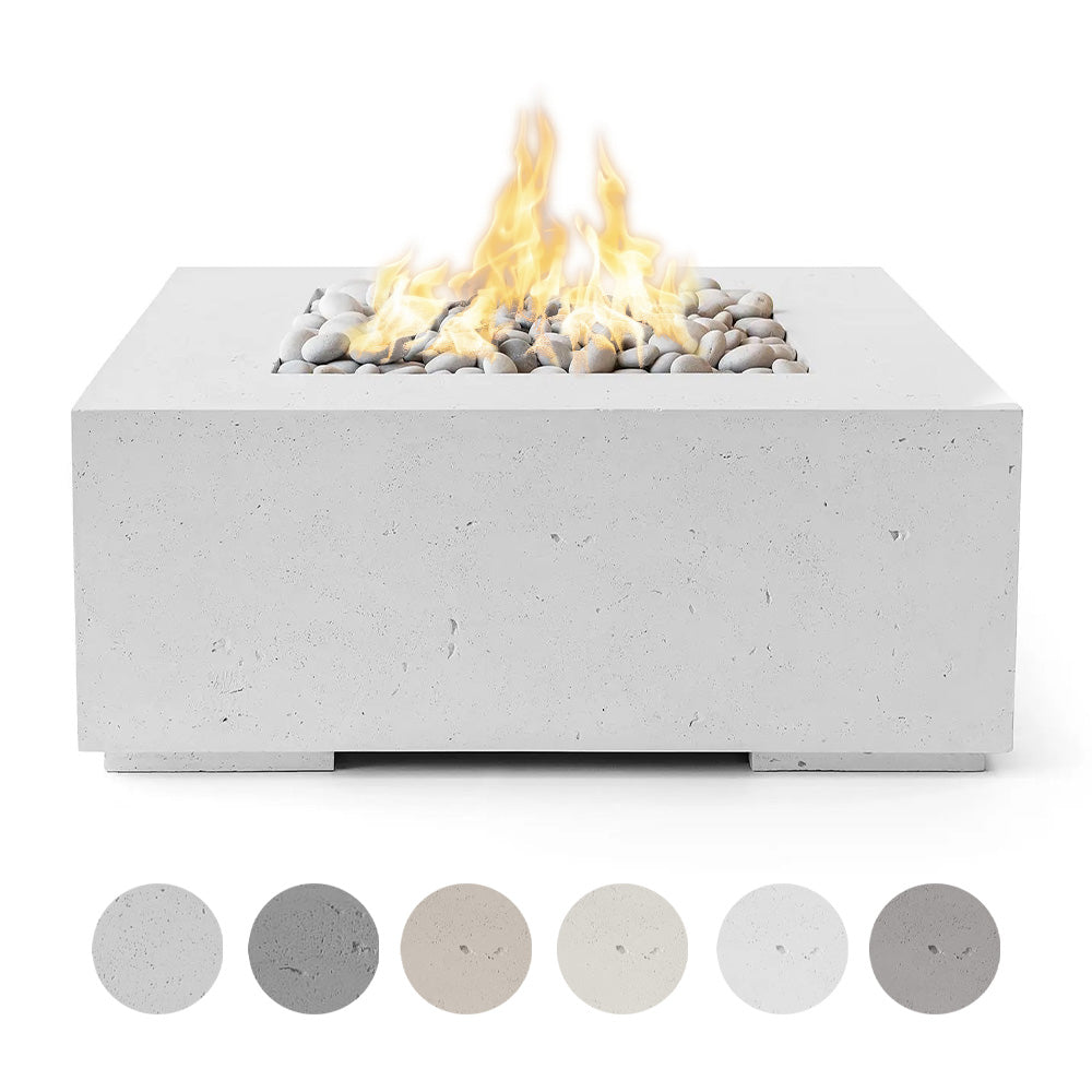 HPC Fire Alea Square Lightweight Concrete Gas Fire Pit, 40-Inch