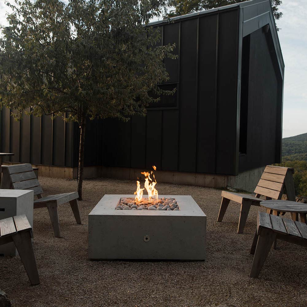 HPC Fire Alea Square Lightweight Concrete Gas Fire Pit, 40-Inch