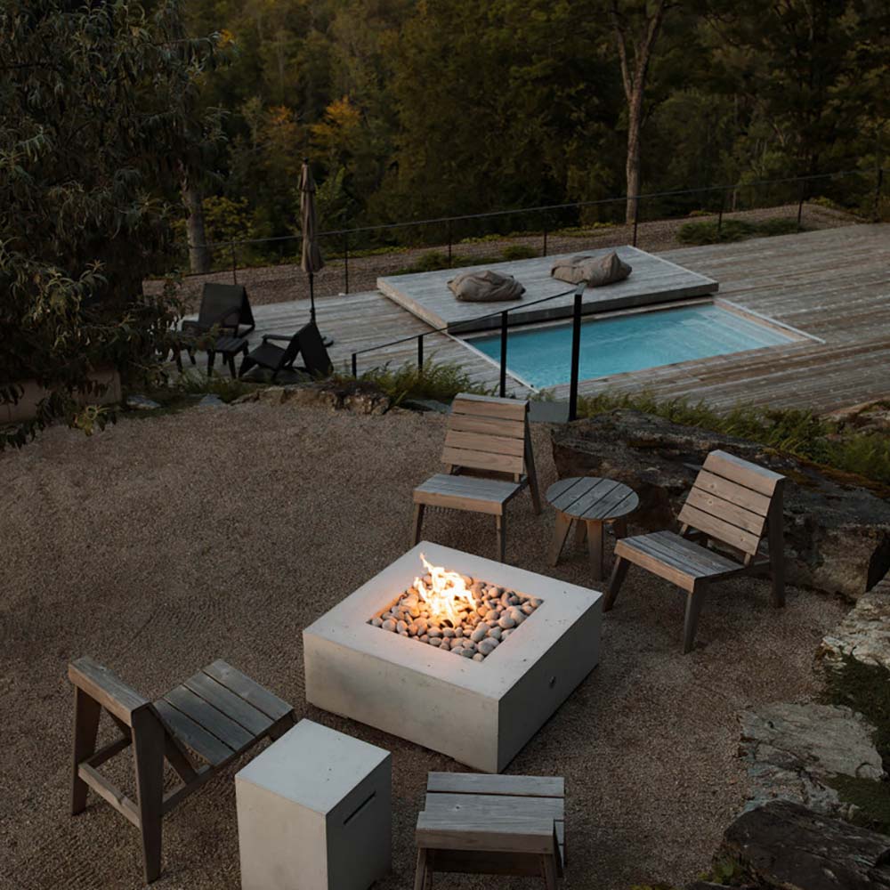 HPC Fire Alea Square Lightweight Concrete Gas Fire Pit, 40-Inch