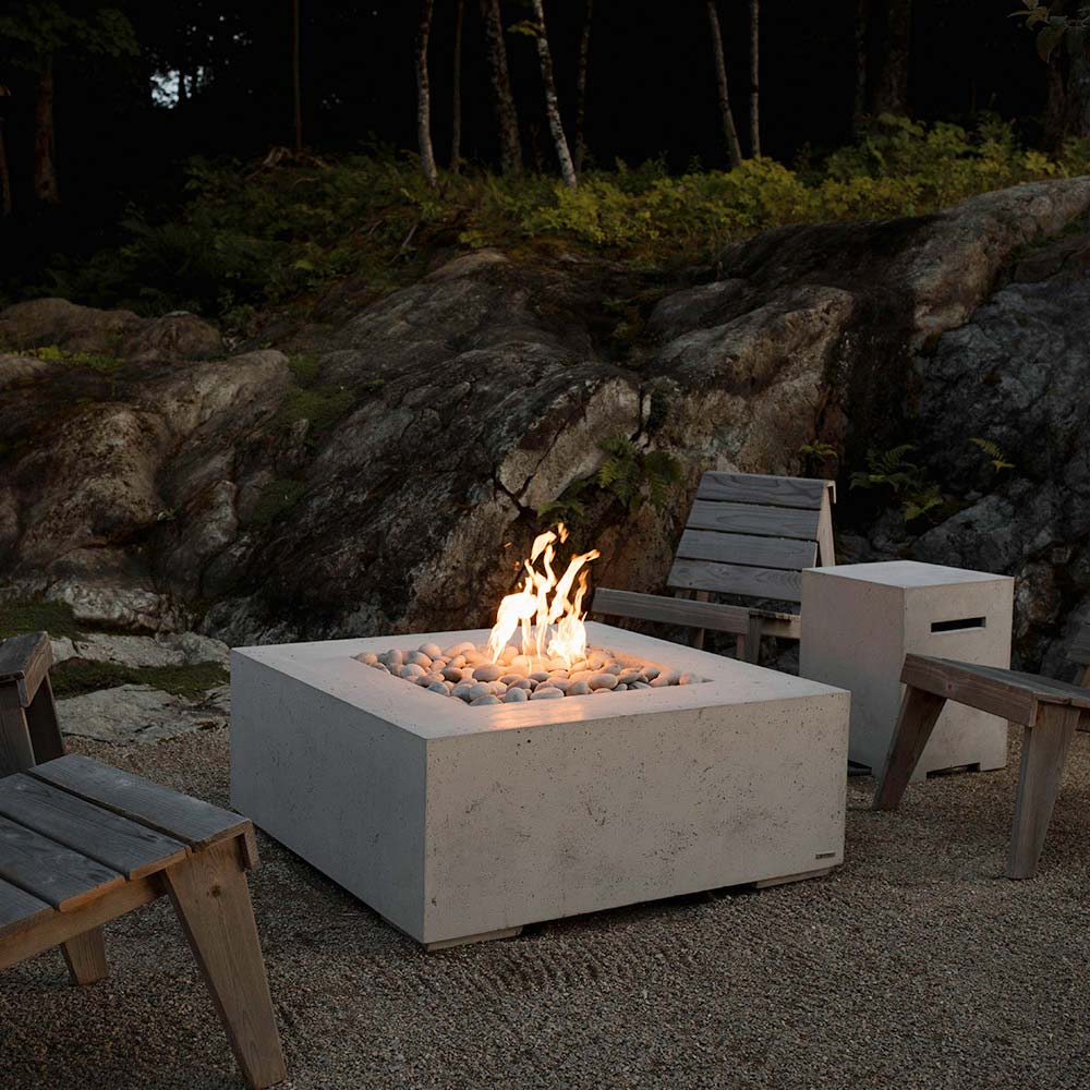 HPC Fire Alea Square Lightweight Concrete Gas Fire Pit, 40-Inch