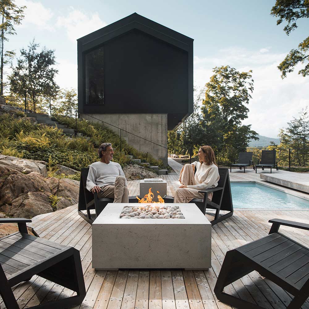 HPC Fire Alea Square Lightweight Concrete Gas Fire Pit, 40-Inch