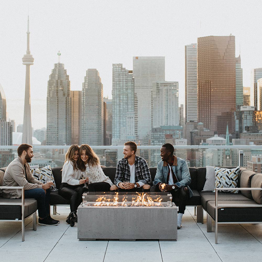 HPC Fire Avera Lightweight Concrete Gas Fire Pit, 48-Inch