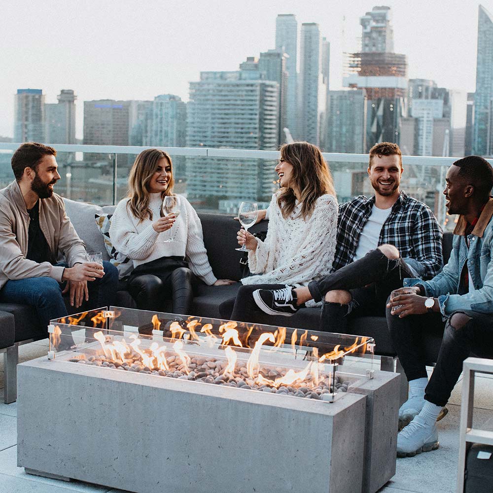 HPC Fire Avera Lightweight Concrete Gas Fire Pit, 48-Inch