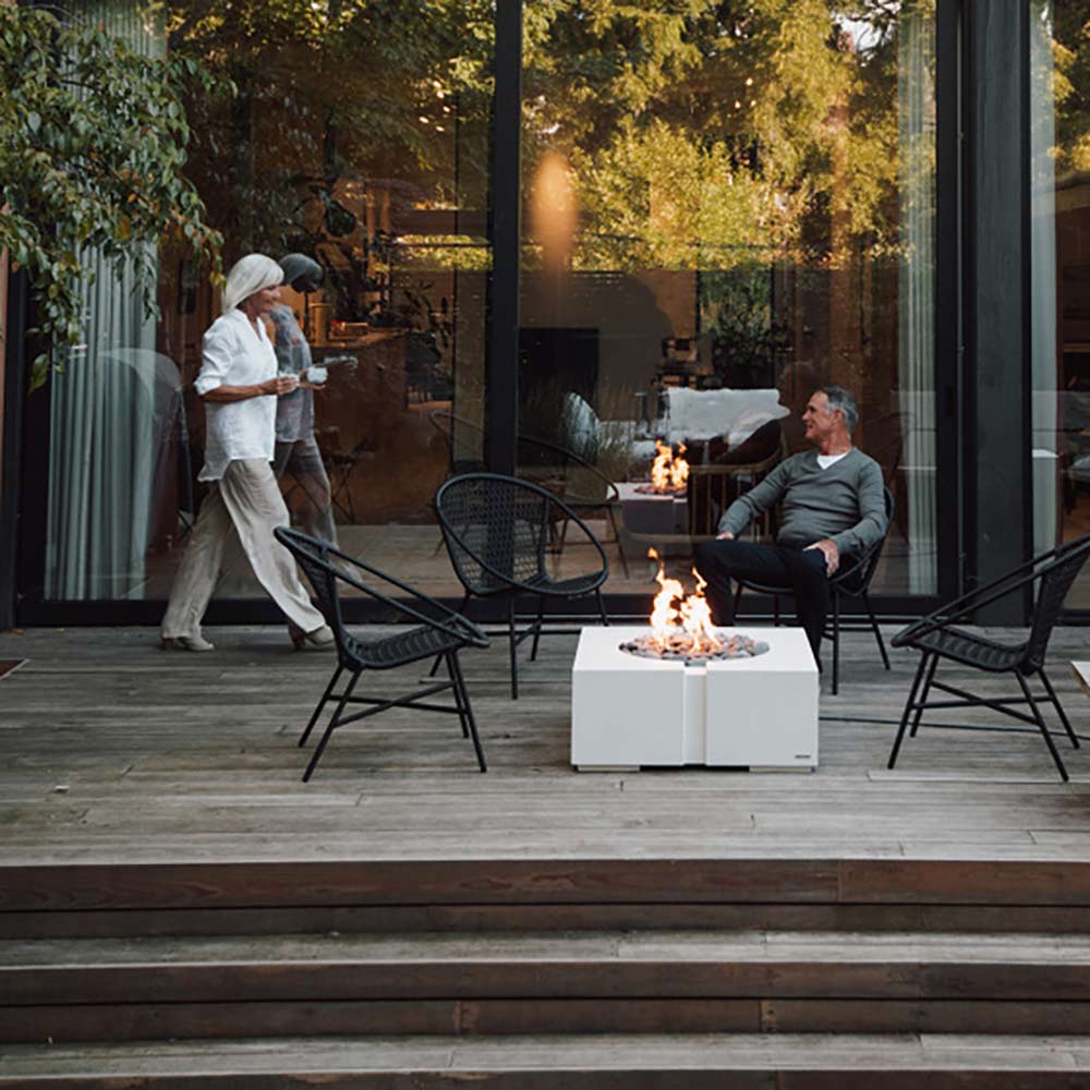 HPC Fire Dekko Bravo Square Lightweight Concrete Gas Fire Pit, 32-Inch