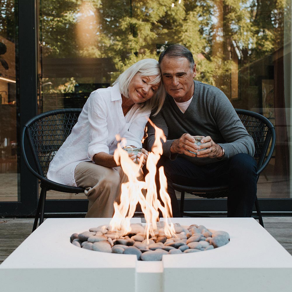 HPC Fire Dekko Bravo Square Lightweight Concrete Gas Fire Pit, 32-Inch
