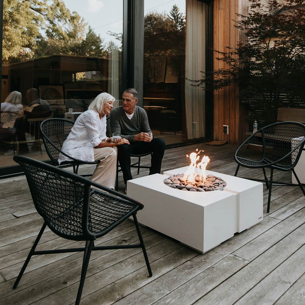 HPC Fire Dekko Bravo Square Lightweight Concrete Gas Fire Pit, 32-Inch