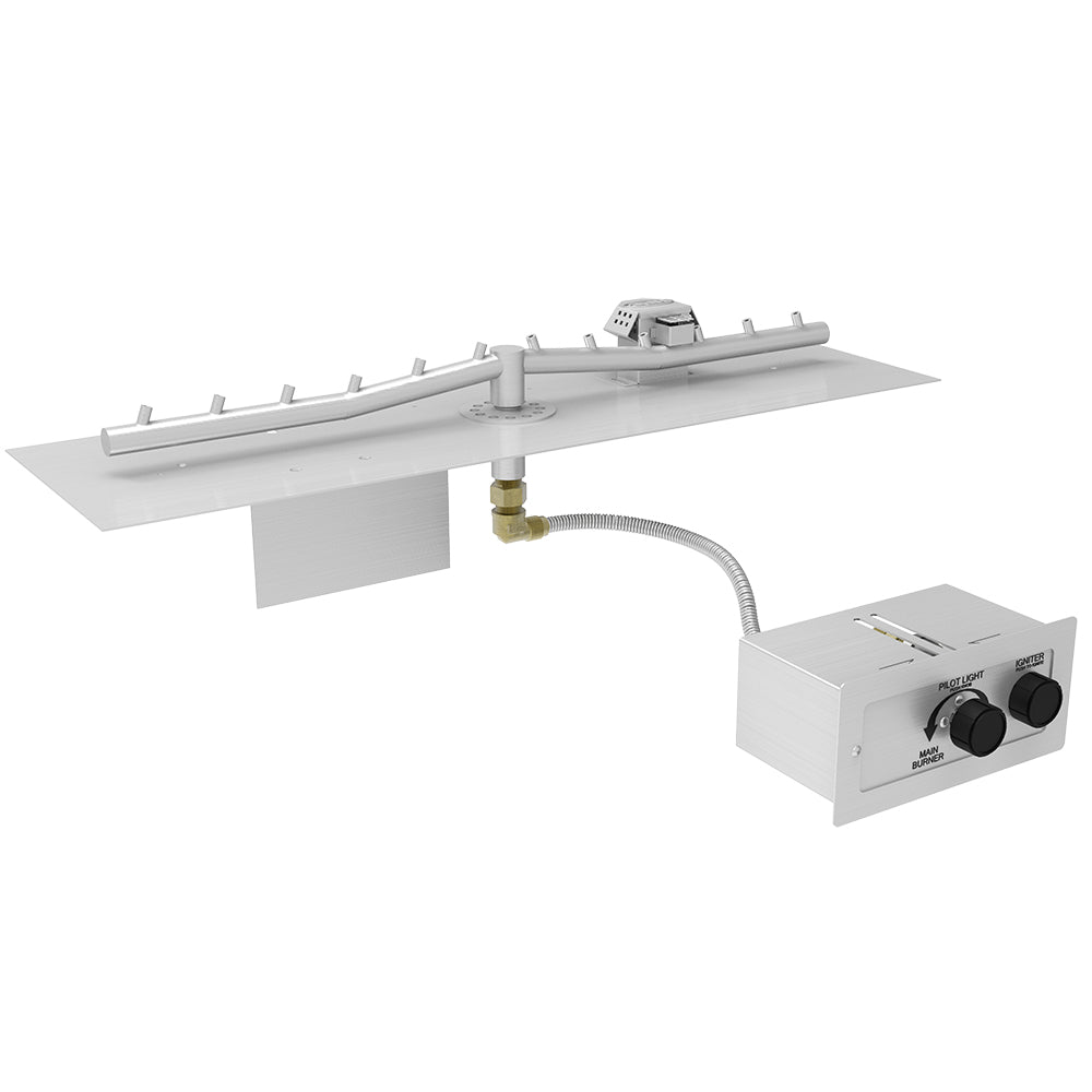 HPC Fire Linear Flame Sensing Spark Ignition Fire Pit Kit with Flat Pan and Torpedo Burner