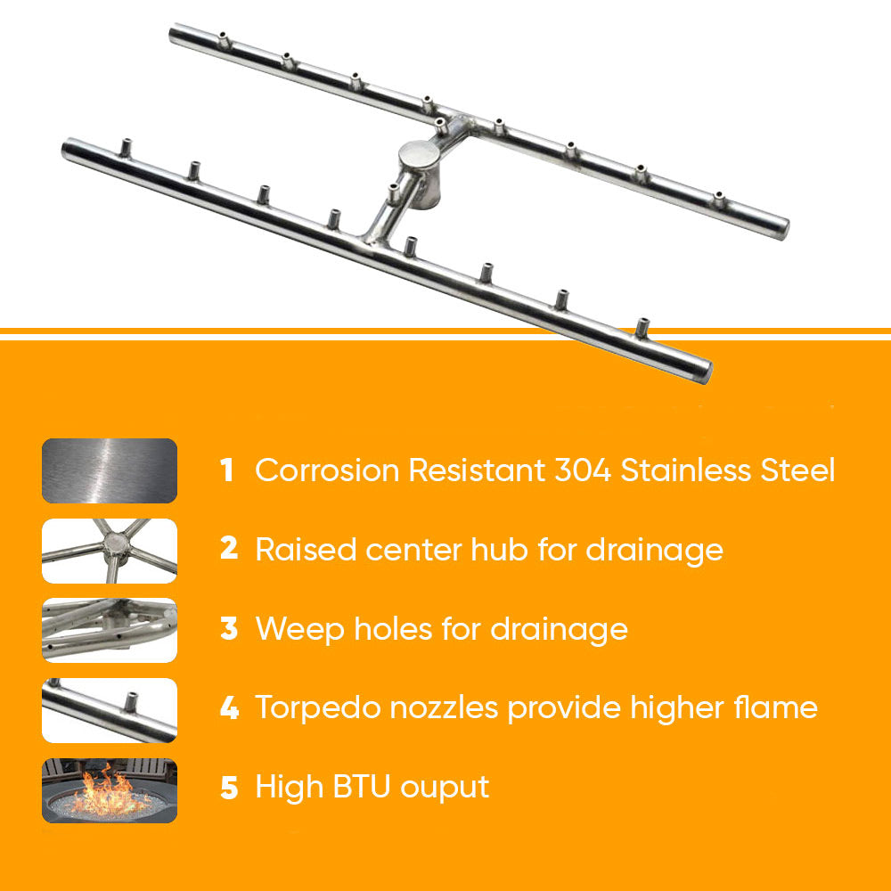 Spotix Rectangle HPC Match Lit Fire Pit H-Burner Torpedo Kits
