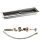 Linear fire pit burner trough kit with stainless bar and brass/copper gas fittings