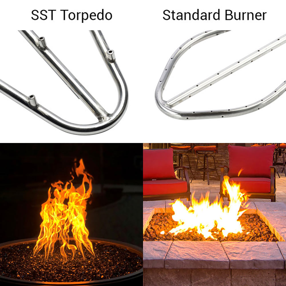 HPC Fire 70x24-Inch Rectangular Unfinished Small Tank Gas Fire Pit Enclosure Kit with Trough Burner and Propane Door