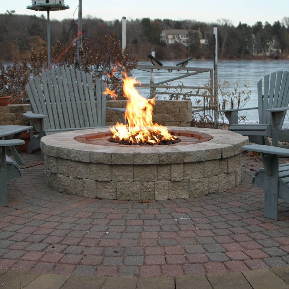 HPC Fire Unassembled Penta Push Button Spark Ignition Natural Gas Fire Pit Kit with Round Bowl Pan and Torpedo Burner