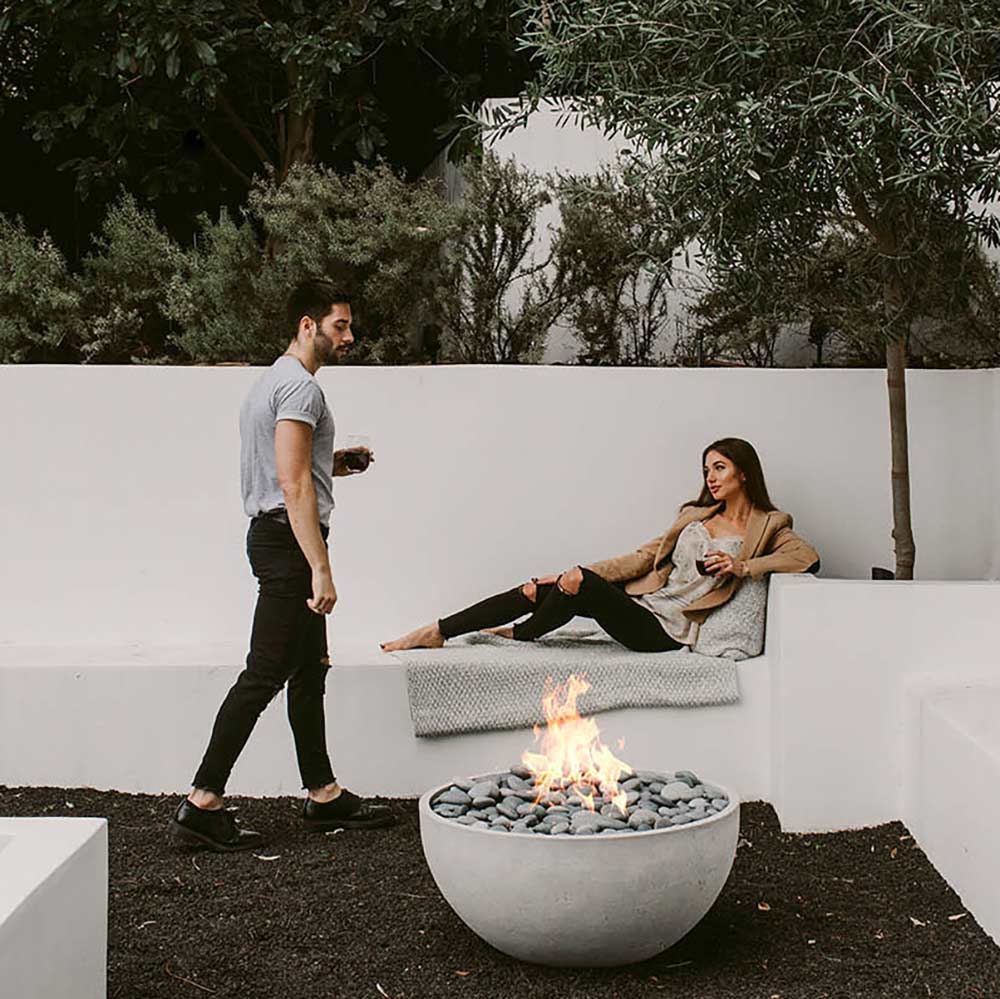 HPC Fire Serenade Lightweight Concrete Gas Fire Bowl, 32-Inch