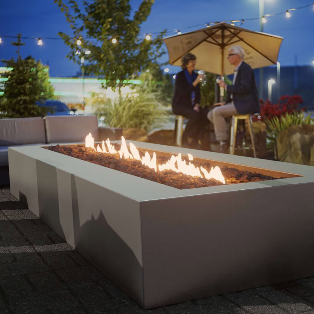 HPC Fire Tejas 48x24-Inch Rectangular Metal Fire Pit with Torpedo Burner