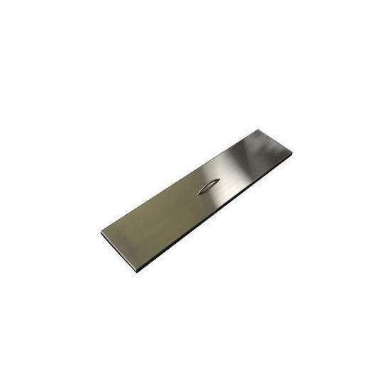 Rectangular stainless steel fire pit cover with central cutout handle
