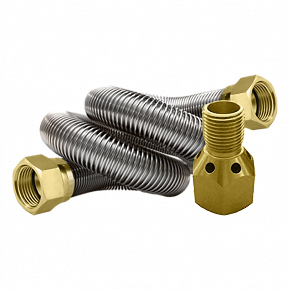 Brass propane conversion kit fittings with coiled metal igniter tube
