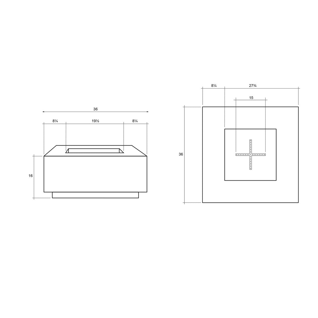 Prism Hardscapes Tavola 2 Concrete Gas Fire Pit, 36x36-Inch