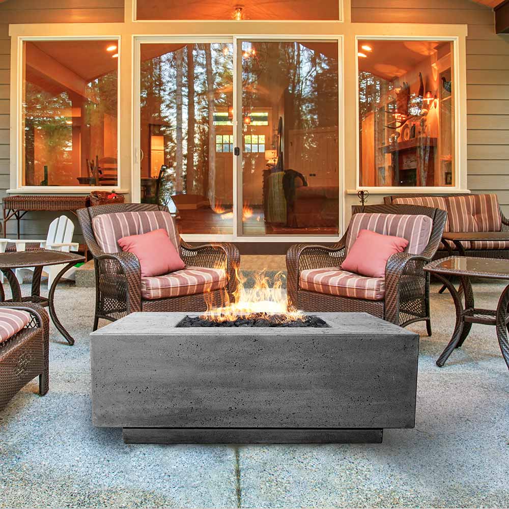 Prism Hardscapes Tavola 7 Concrete Gas Fire Pit, 60x50-Inch