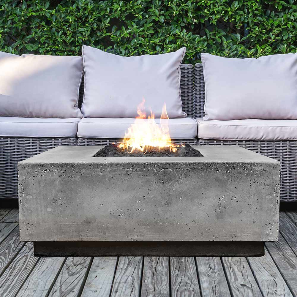 Prism Hardscapes Tavola 3 Concrete Gas Fire Pit, 48x48-Inch