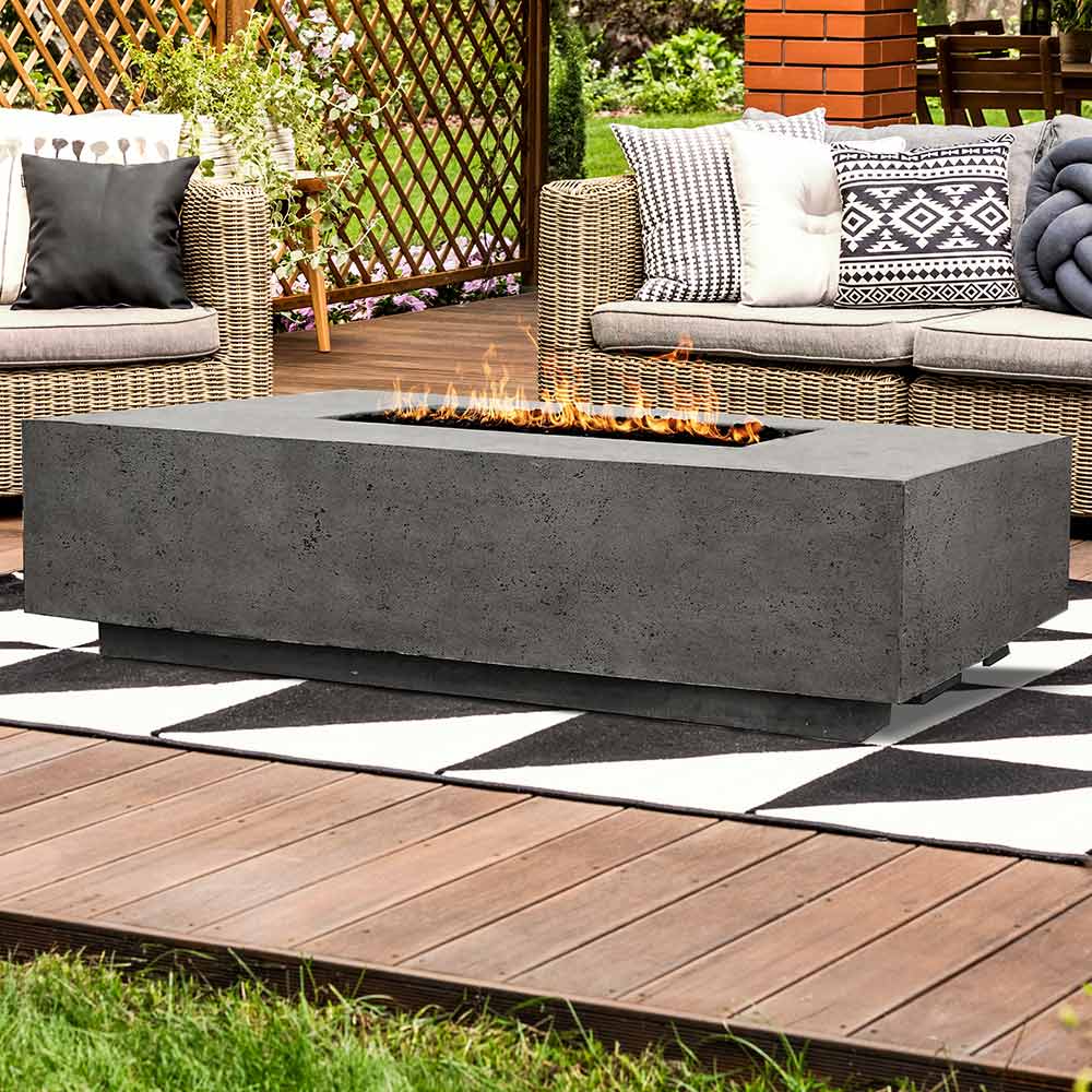 Prism Hardscapes PH-408 Tavola 4 Concrete Gas Fire Pit, 66x38-Inch