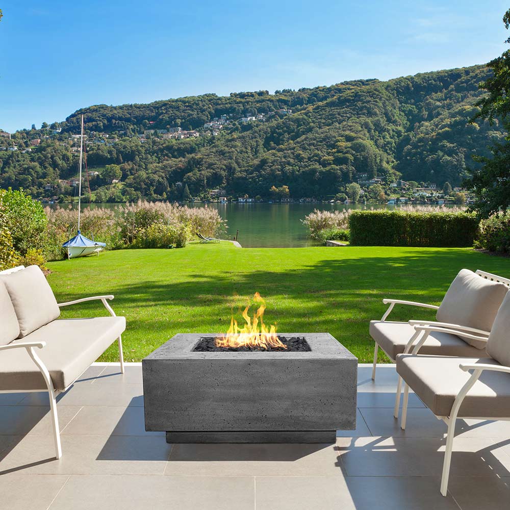 Prism Hardscapes Tavola 42 Concrete Gas Fire Pit, 42x42-Inch