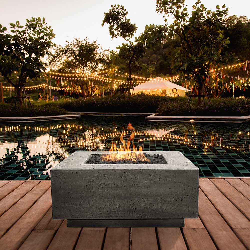 Prism Hardscapes Tavola 42 Concrete Gas Fire Pit, 42x42-Inch