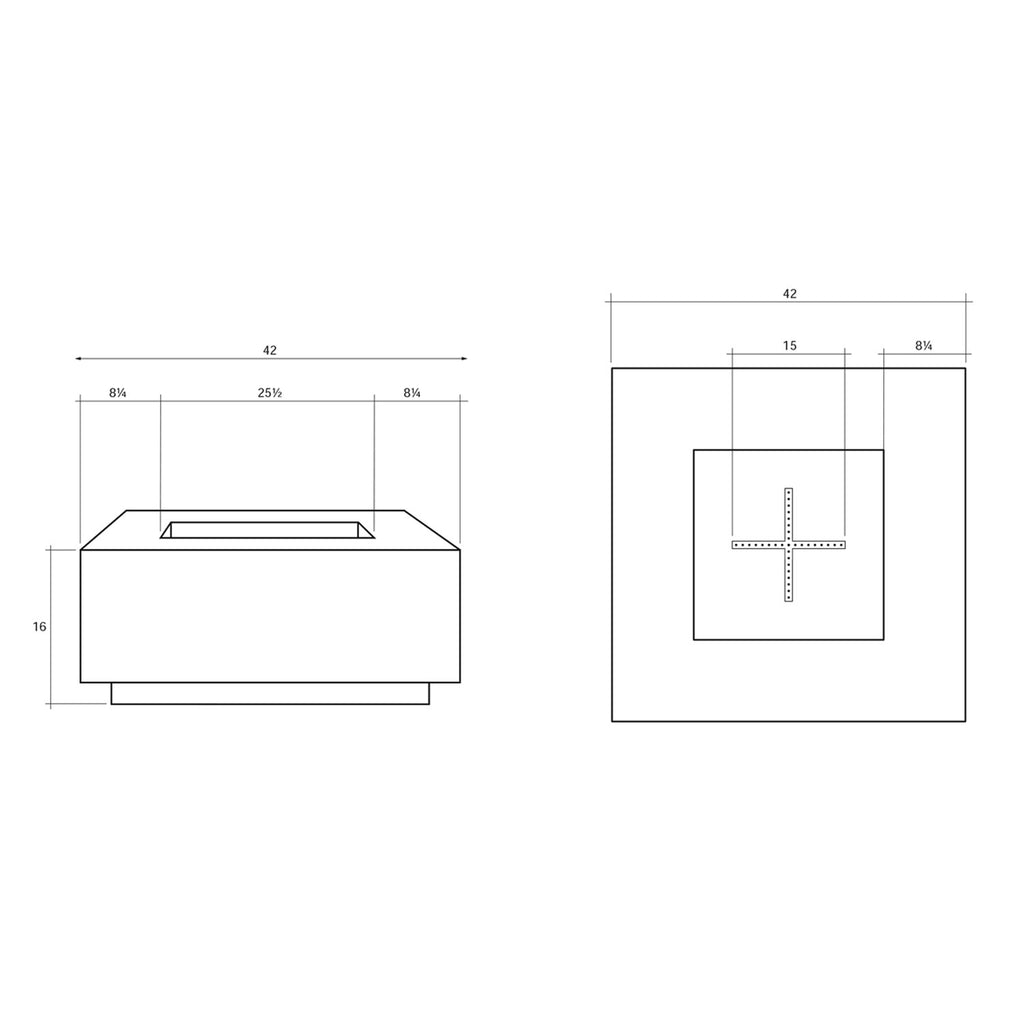 Prism Hardscapes Tavola 42 Concrete Gas Fire Pit, 42x42-Inch
