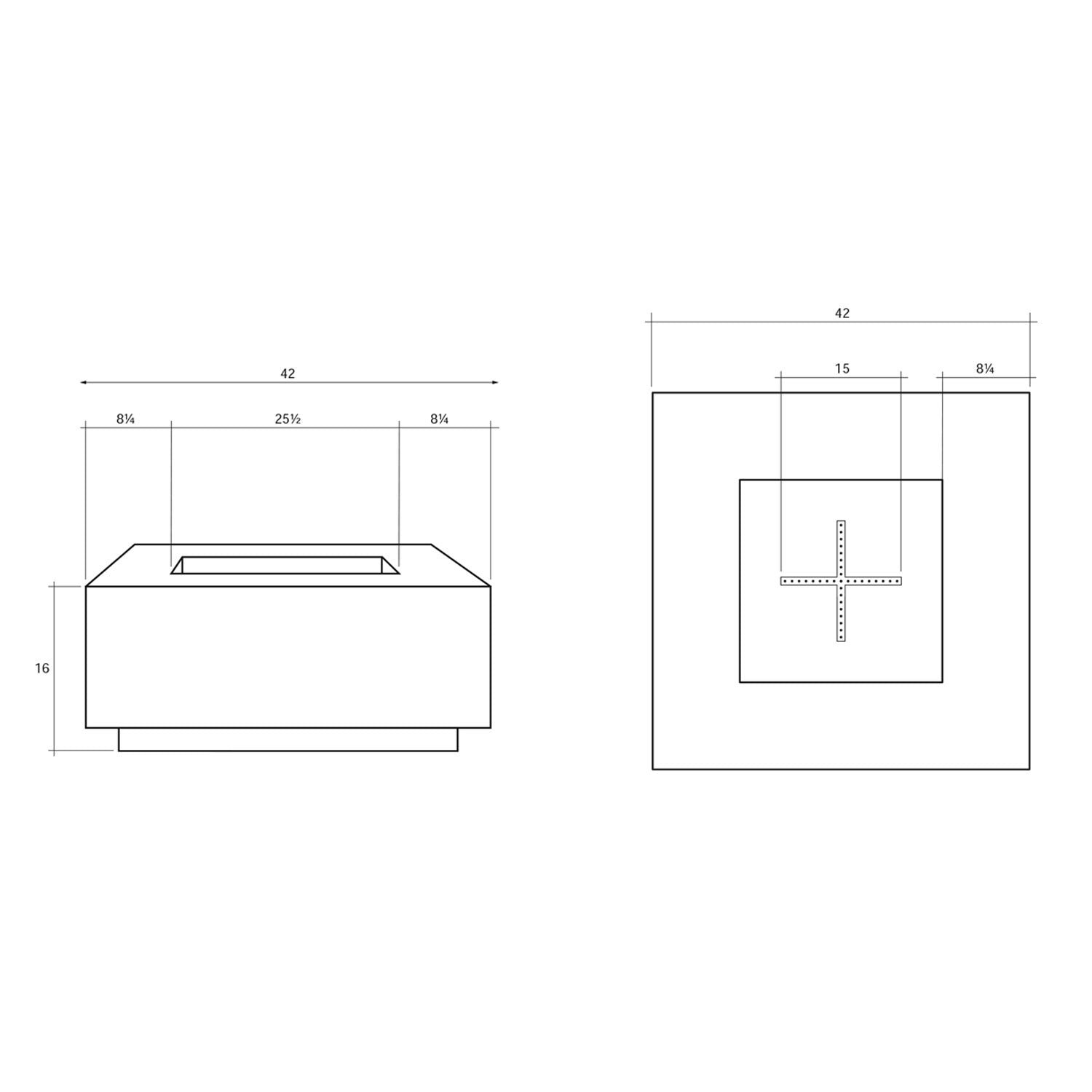 Prism Hardscapes Tavola 42 Concrete Gas Fire Pit, 42x42-Inch
