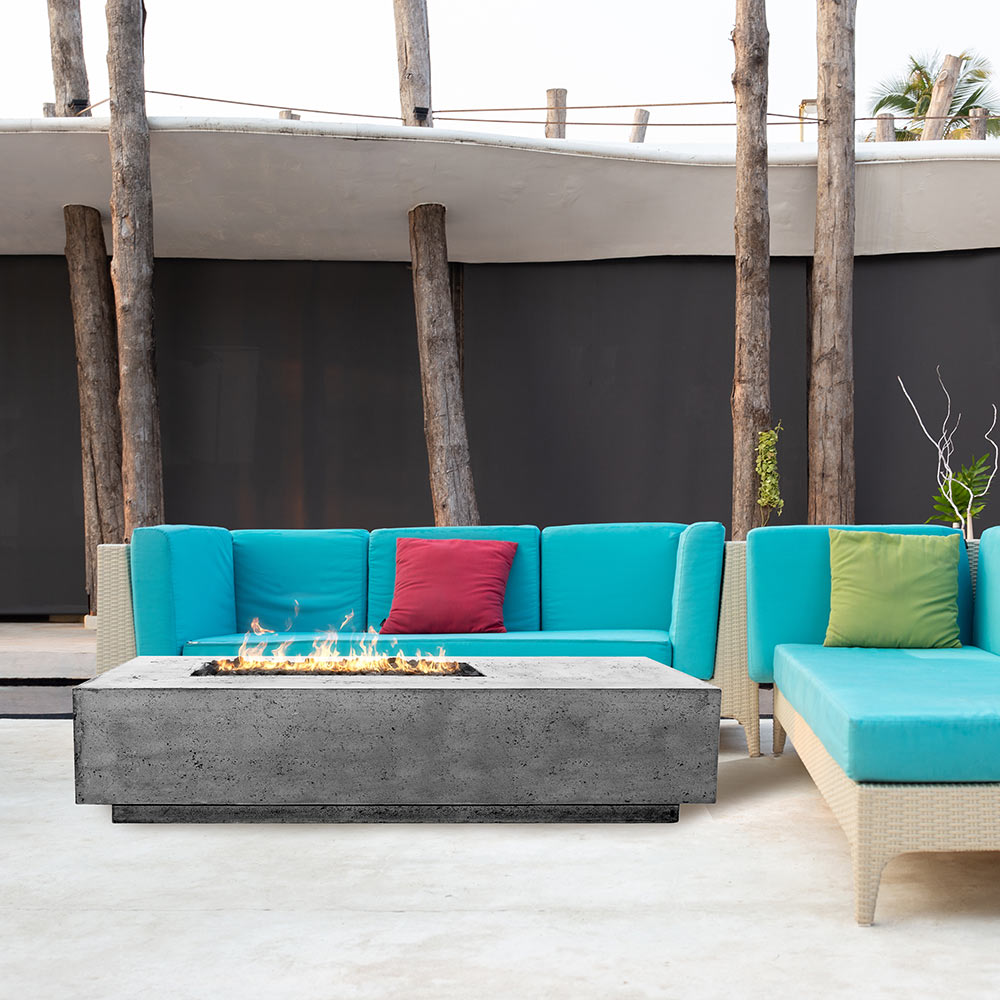 Prism Hardscapes Tavola 5 Concrete Gas Fire Pit, 80x38-Inch