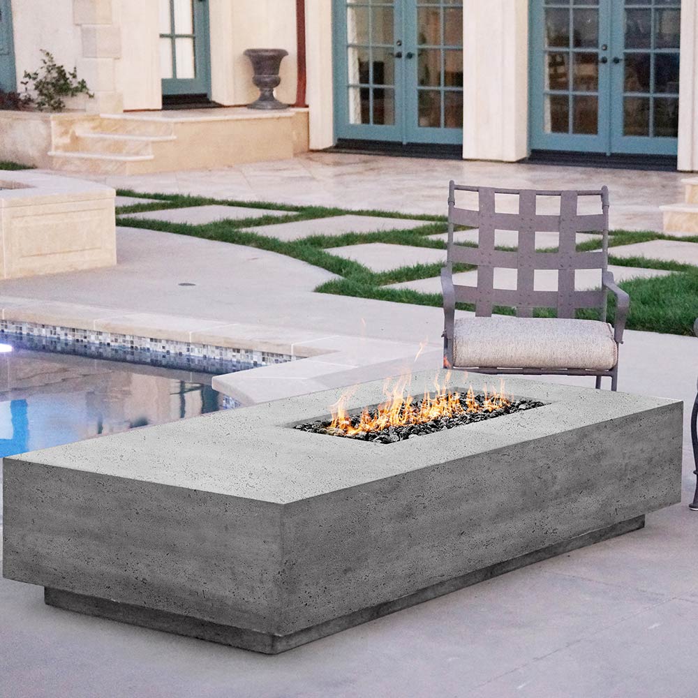 Prism Hardscapes Tavola 5 Concrete Gas Fire Pit, 80x38-Inch