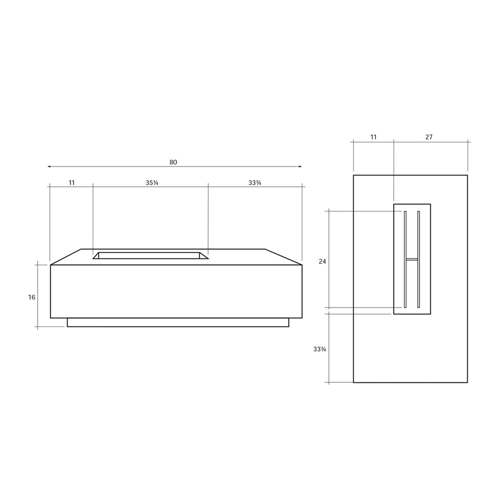 Prism Hardscapes Tavola 5 Concrete Gas Fire Pit, 80x38-Inch