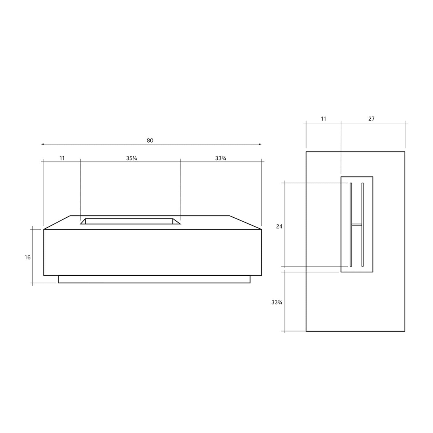 Prism Hardscapes Tavola 5 Concrete Gas Fire Pit, 80x38-Inch
