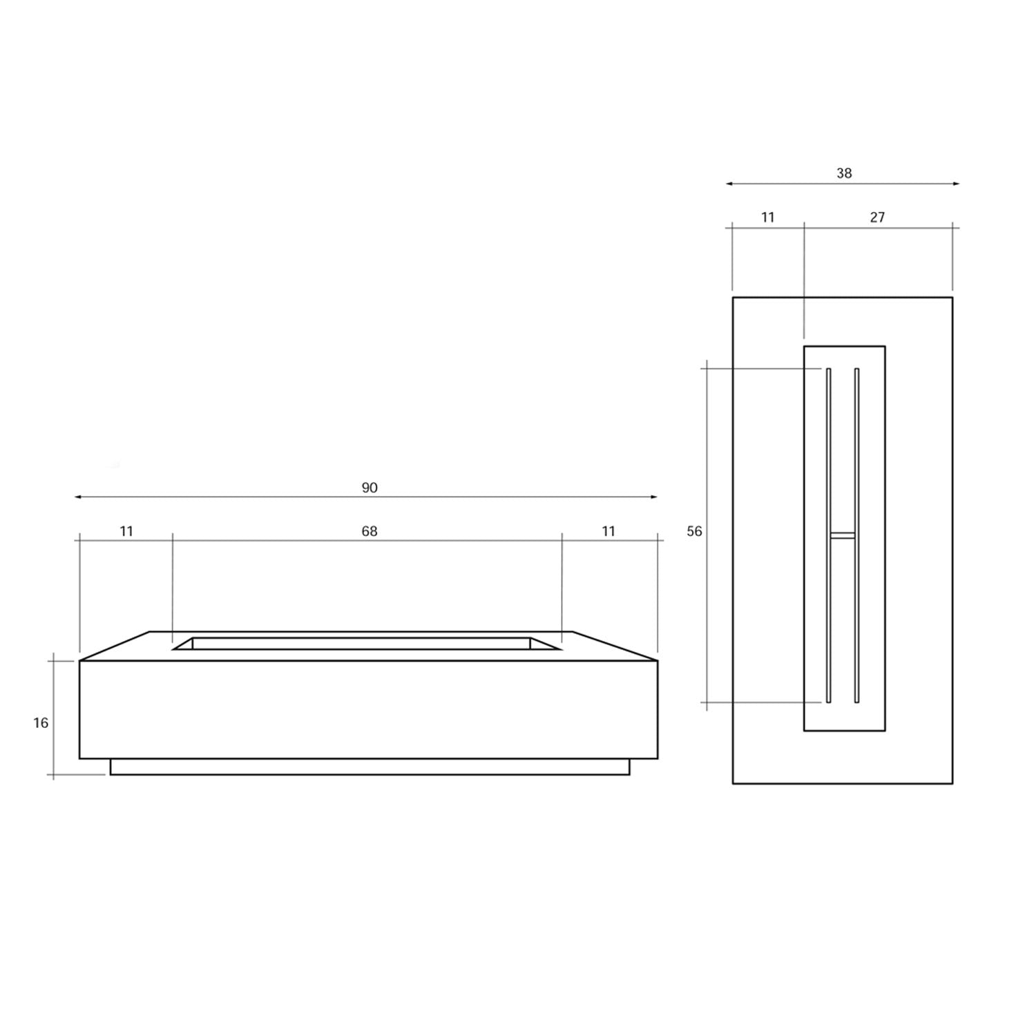 Prism Hardscapes Tavola 6 Concrete Gas Fire Pit, 90x38-Inch