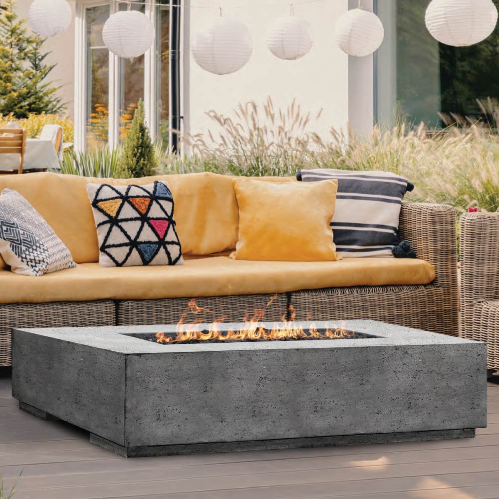 Prism Hardscapes PH-473 Tavola 8 Concrete Gas Fire Pit, 60x32-Inch