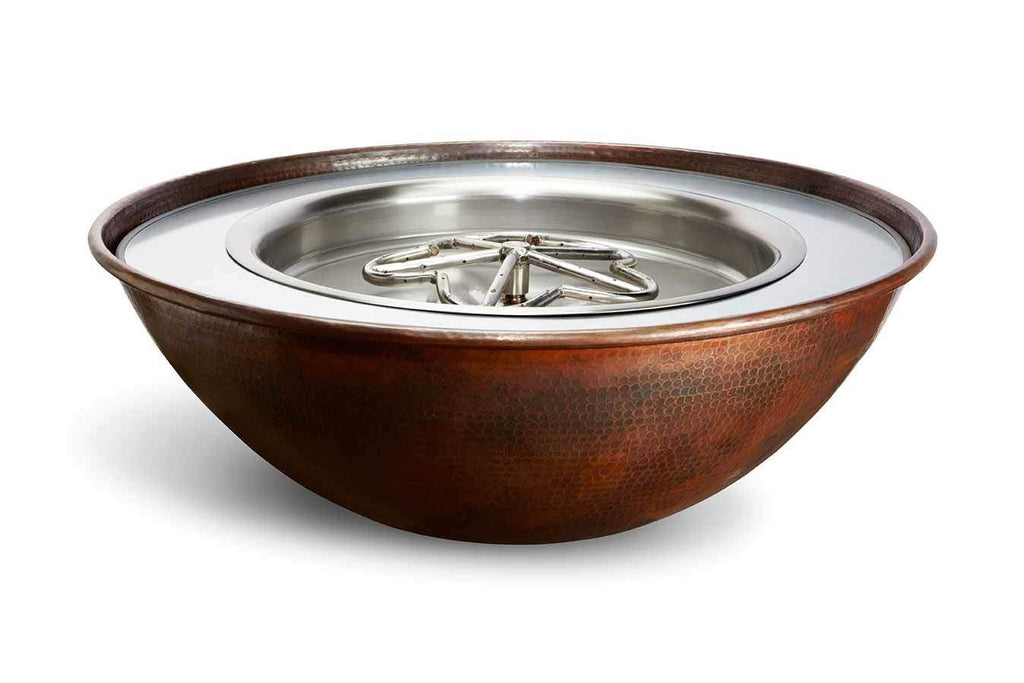 HPC Fire Tempe 31-Inch Round Hammered Copper Gas Fire Bowl