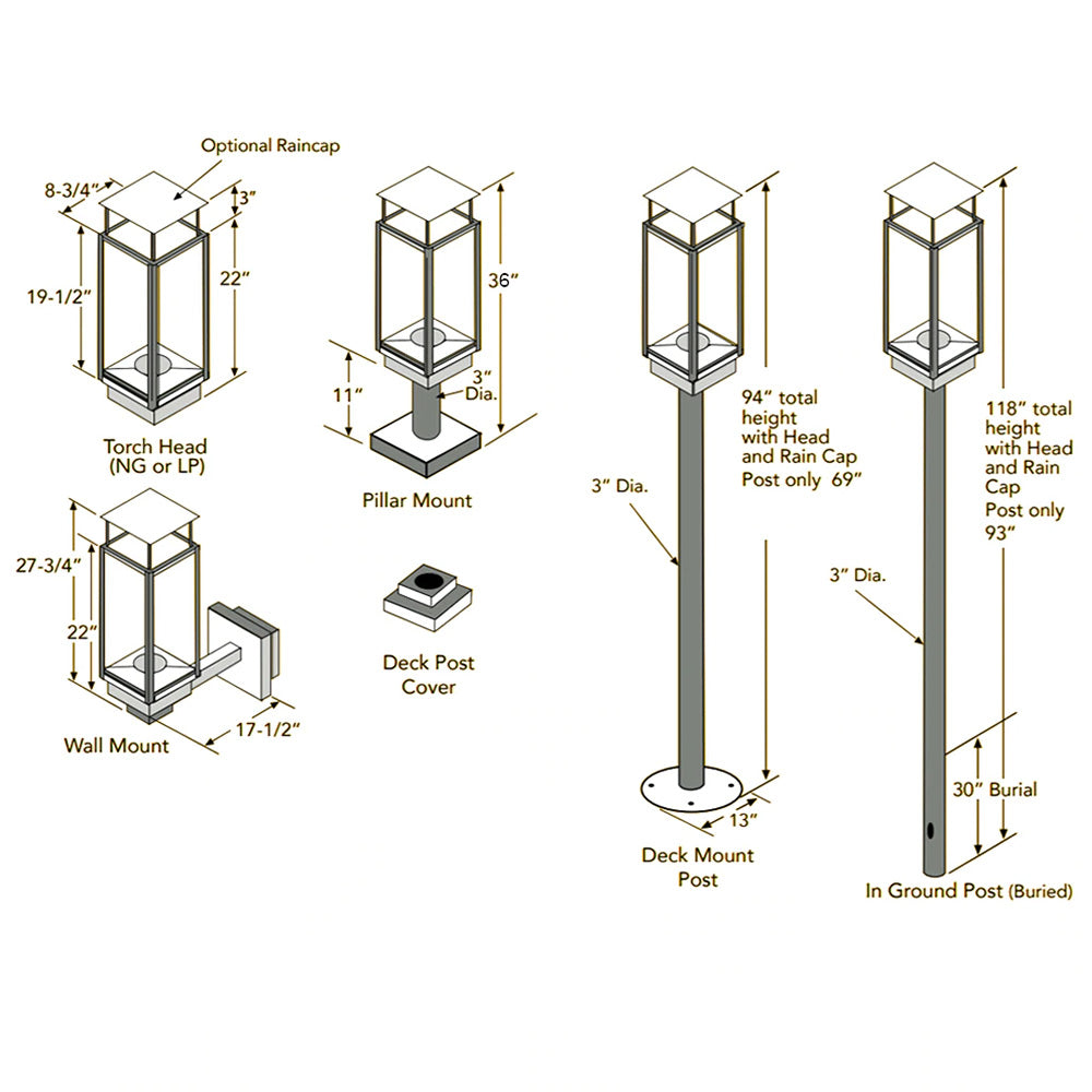 Tempest Torch Gas Torch Head with Pillar Mount Assembly