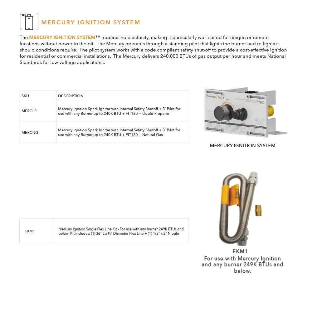 Warming Trends Crossfire Mercury Ignition Spark Ignitor Burner Kit (Original)