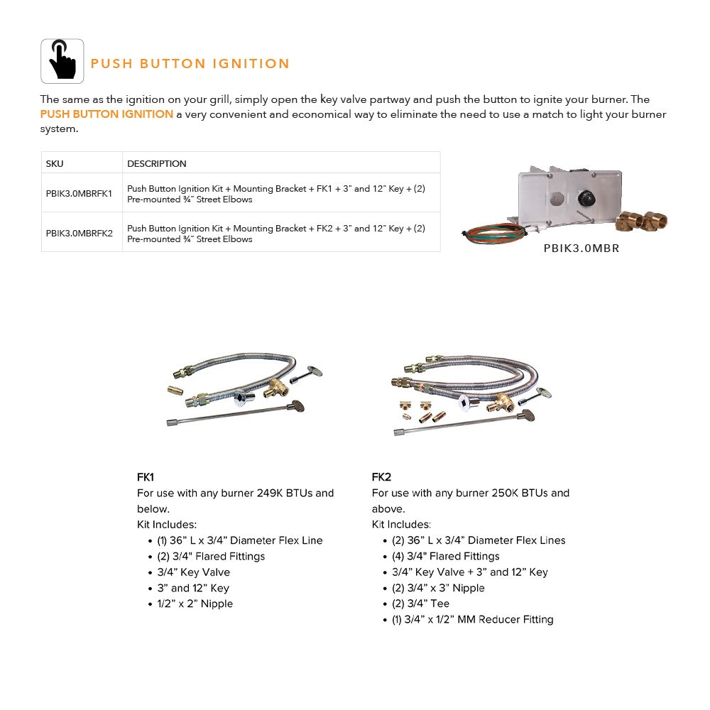 Warming Trends Crossfire Push Button Spark Ignition Burner Kit (H-Style)