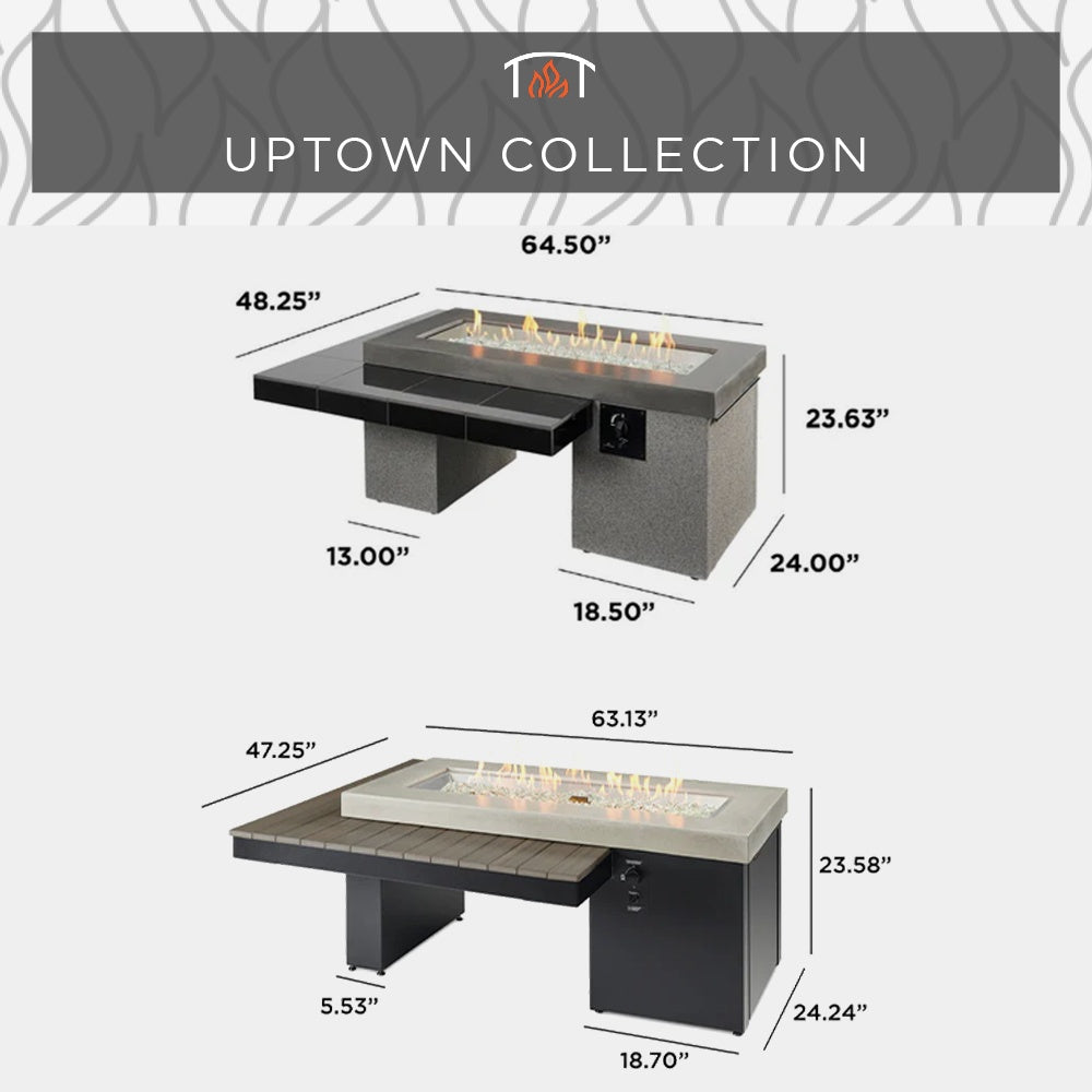 The Outdoor GreatRoom Company Uptown 42-Inch Linear Gas Fire Pit Table