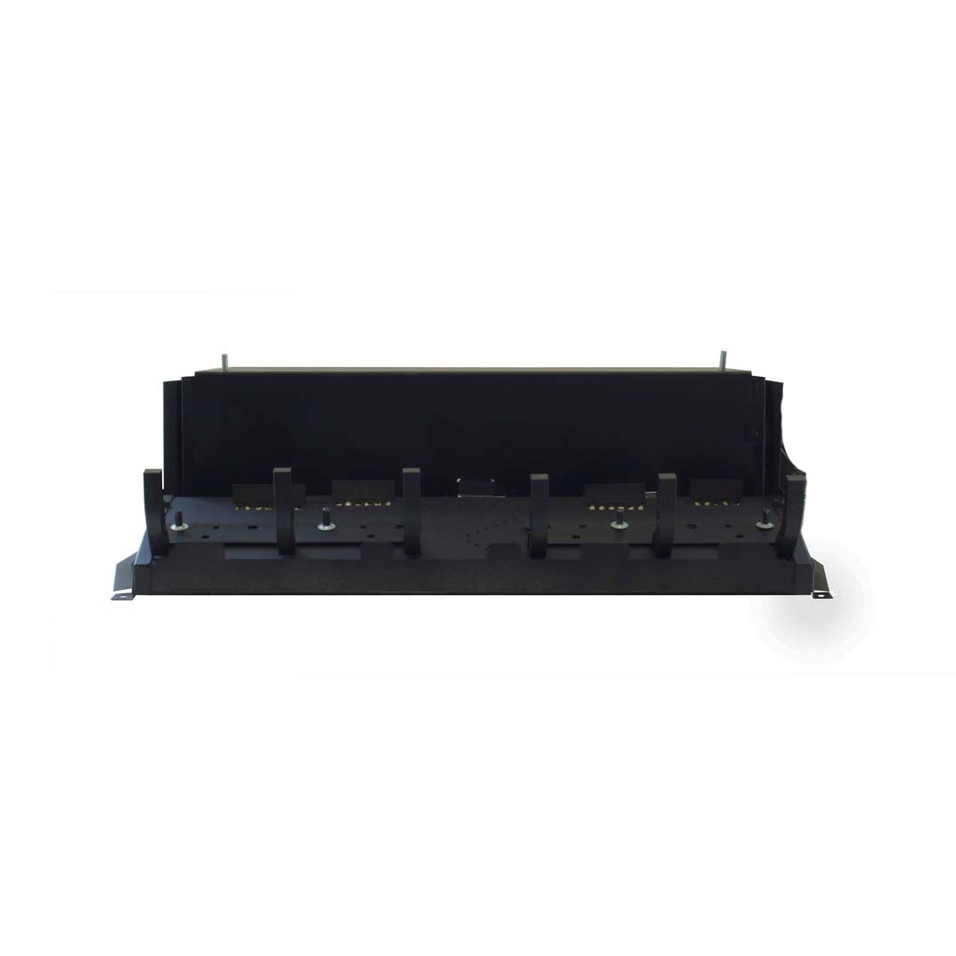 Black ventless burner base with control valve and mounting brackets