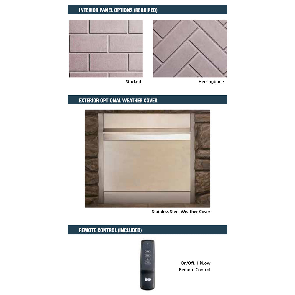 Superior 36-Inch Electronic Ignition Vent-Free Outdoor Gas Fireplace with Remote (VRE3236)